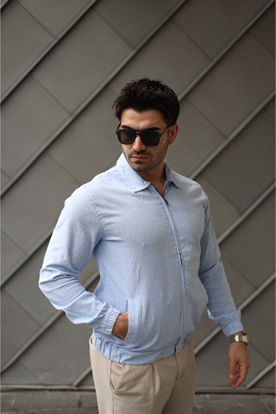 Erkek Pamuklu Keten Kumaş Ceket