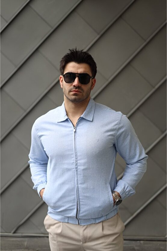 Erkek Pamuklu Keten Kumaş Ceket