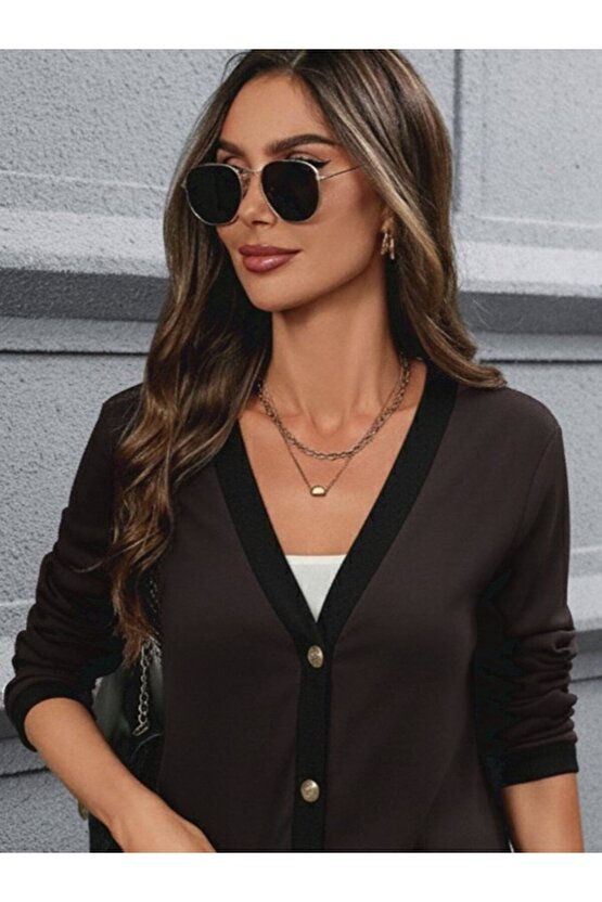 Kadın Uzun Kollu Cepli önden Düğmeli Uzun Modal Ceket