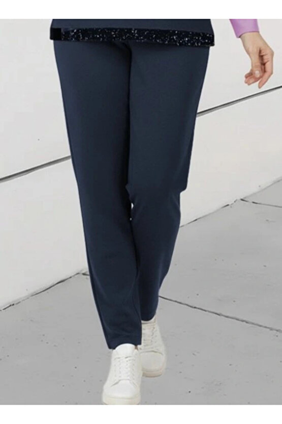 Kadın Uzun Kollu Bisiklet Yaka çizgili Desen Iki Iplik Bluz Ve Pantolon Ikili Takım