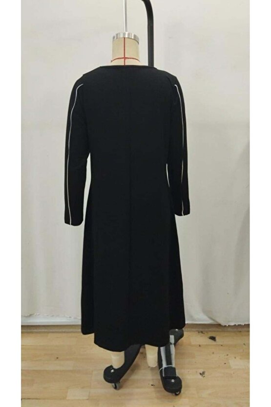 Kadın Uzun Kollu Bisiklet Yaka Midi Modal Elbise