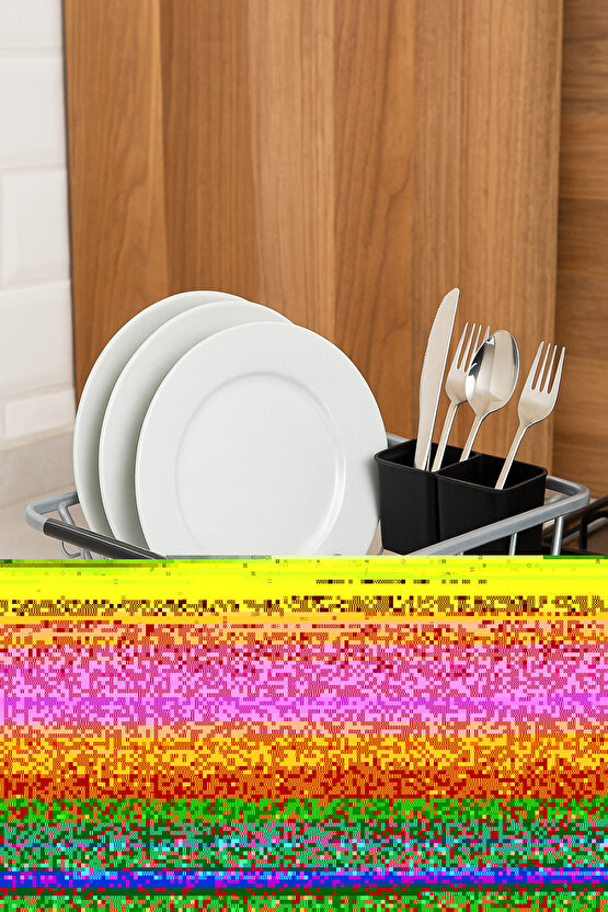 Bulaşıklık Kurutmalık – Kompakt Tasarım, Çatal-Bıçak Bölmeli, Dayanıklı Metal Gövde, 37.5x28x12 cm