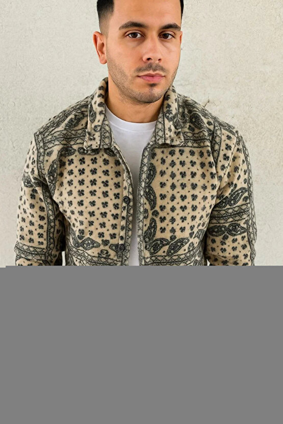 Kadın Uzun Kollu Yarı Balıkçı Yaka Pencere Detaylı Kolları Kalp Desen Taşlı Viskon Bluz