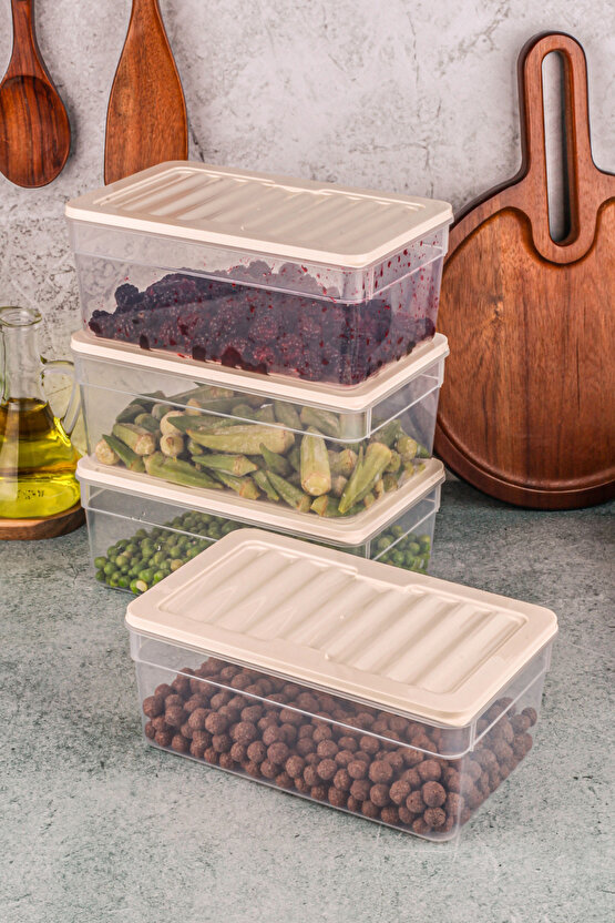 4lü Buzdolabı Düzenleyici Organizer Mikrodalga Ve Difrize Uygun Saklama Kabı Antrasit Set