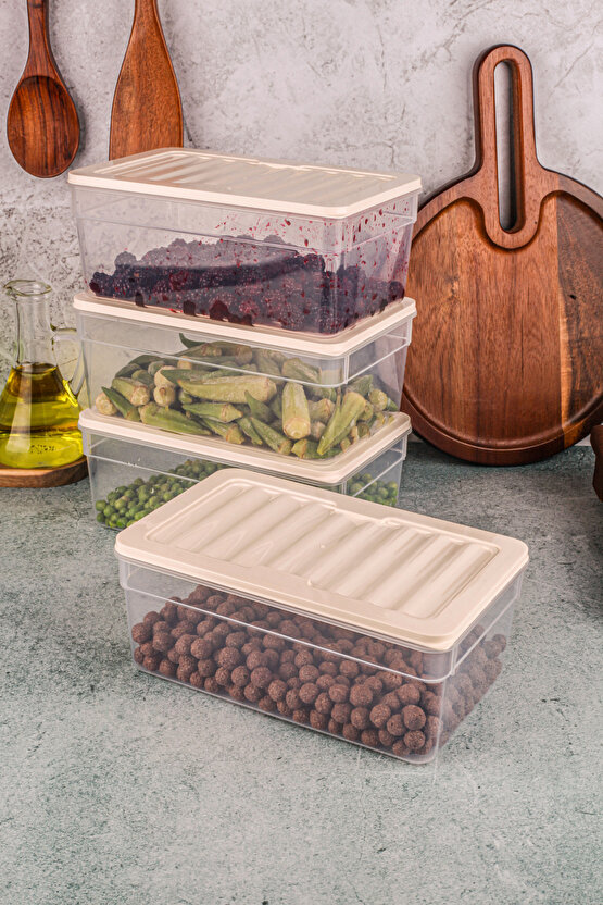 4lü Buzdolabı Düzenleyici Organizer Mikrodalga Ve Difrize Uygun Saklama Kabı Antrasit Set