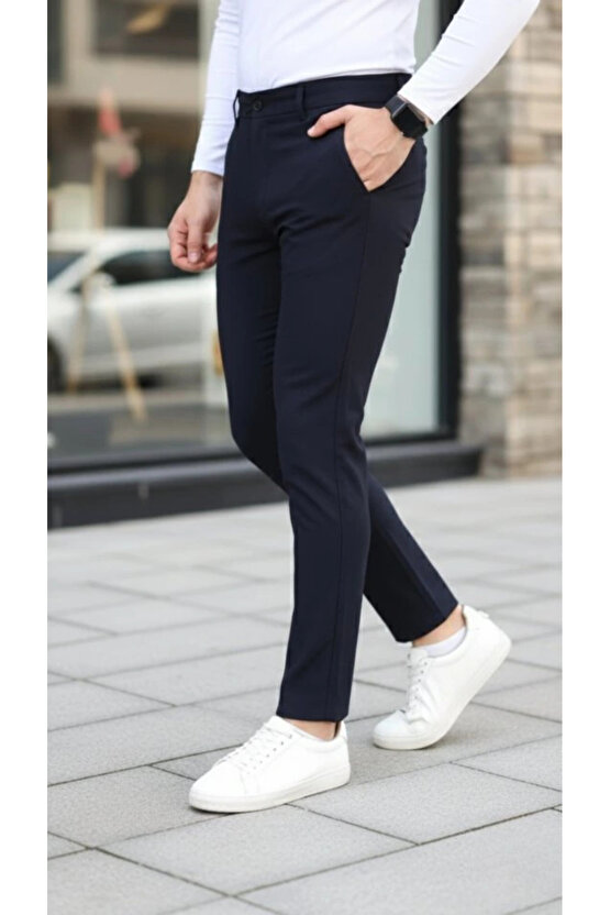 Erkek Slim Fit Likralı Gabardin Pantolon
