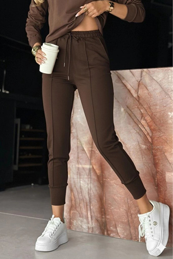 Kadın Uzun Kollu V Yakalı Viskon Iki Iplik Bluz Ve Pantolon Ikili Takım