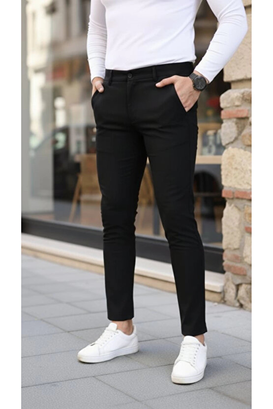 Erkek Slim Fit Likralı Gabardin Pantolon