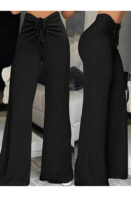 Kadın Yüksek Bel önden Büzgülü Ispanyol Ithal Krep Pantolon