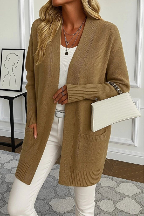 MDB Kadın Uzun Kollu önü Açık Triko Hırka