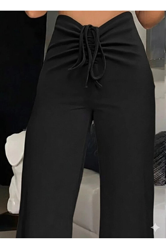 EQURİ Kadın Yüksek Bel önden Büzgülü Ispanyol Ithal Krep Pantolon