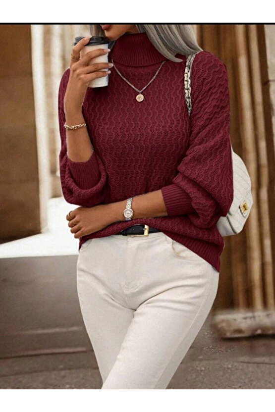 Kadın Uzun Kollu Balıkçı Yaka Triko Bluz