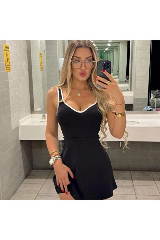 Kadın Modal Kumaş Askılı şortlu Elbise