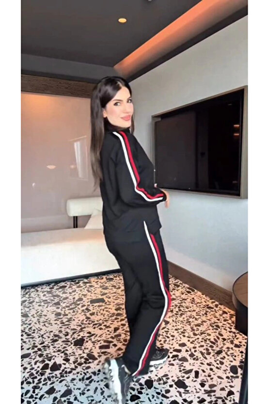 Kadın Uzun Kollu Fermuarlı Viskon Iki Iplik Bluz Ve Pantolon Ikili Takım