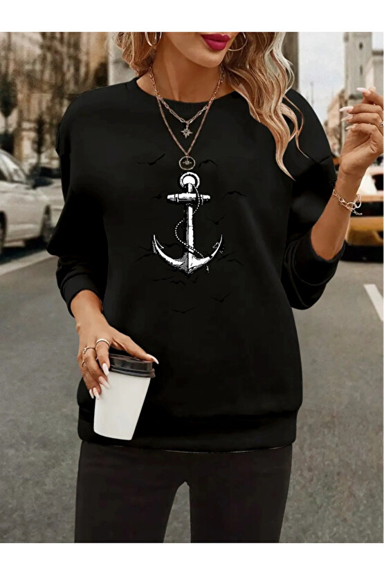 Kadın Uzun Kollu Bisiklet Yaka Desenli Viskon Iki Iplik Bluz