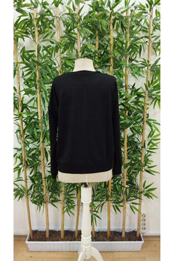 Kadın Uzun Kollu Bisiklet Yaka Desenli Viskon Iki Iplik Bluz