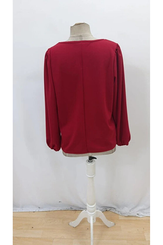 Kadın Uzun Kollu Damla Detaylı Ithal Krep Bluz