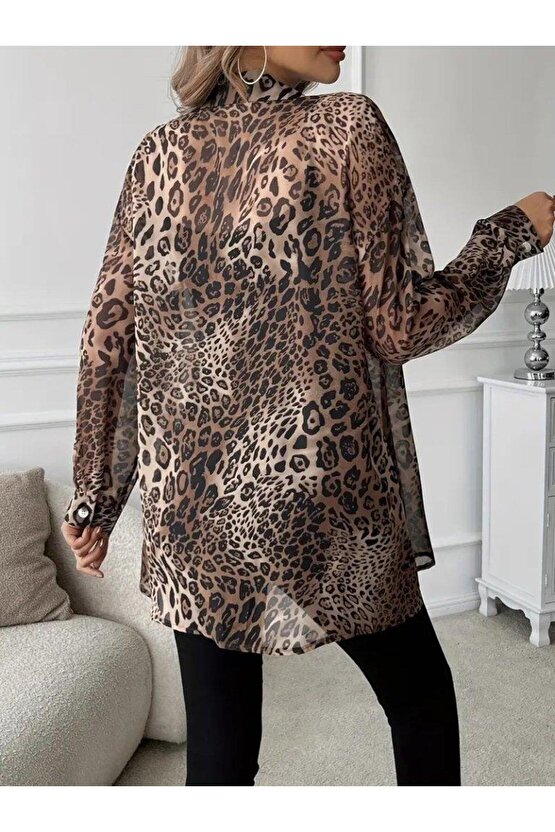 Kadın Uzun Kollu Yakalı önden Düğmeli şifon Gömlek