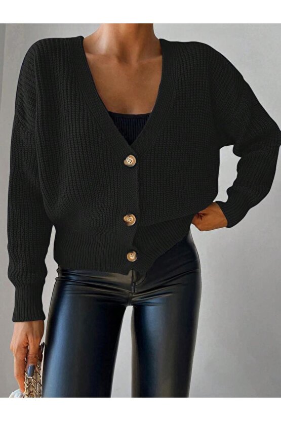 Düğme Detay Triko Bluz