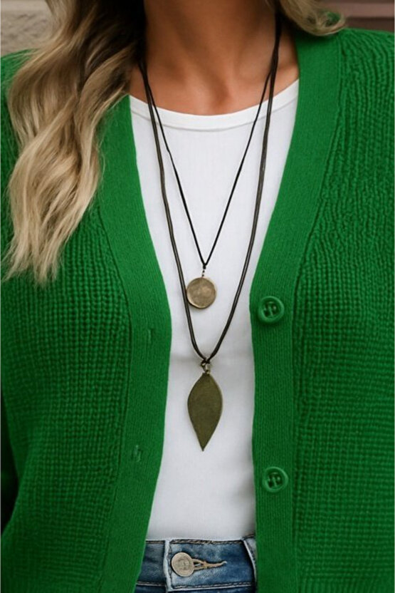 EQURİ Kadın Uzun Kollu Düğme Detay Triko Hırka