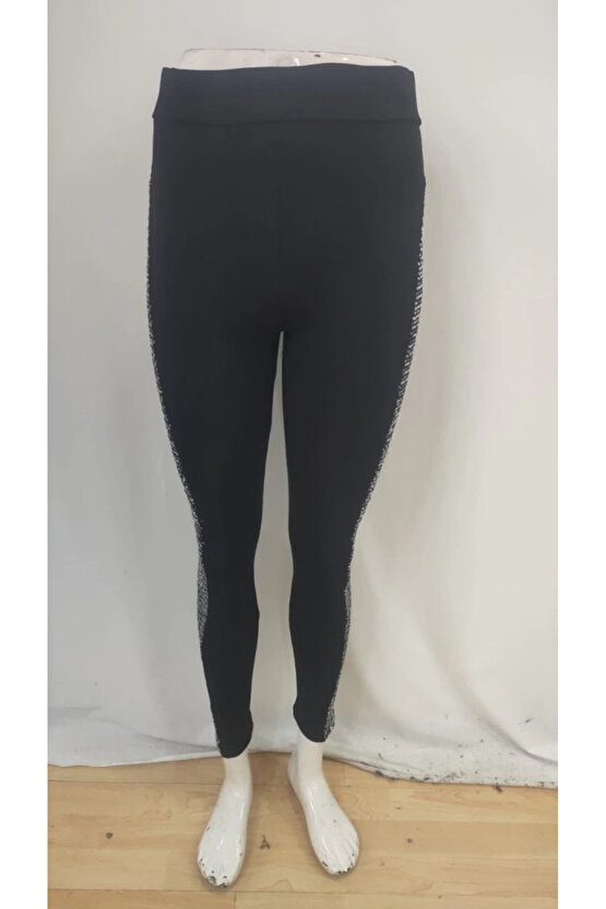 Kadın Yüksek Bel Yarı şerit Pul Payetli Dalgıç Tayt