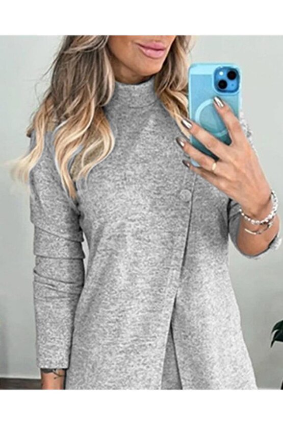 Kadın Uzun Kollu Balıkçı Yaka önden Düğmeli Bluz Ve Pantolon Yumoş Ikili Takım