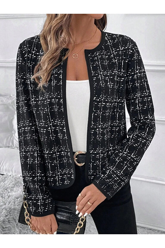 Kadın Uzun Kollu önü Açık şanel Kısa Hırka