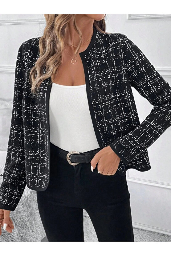 Kadın Uzun Kollu önü Açık şanel Kısa Hırka