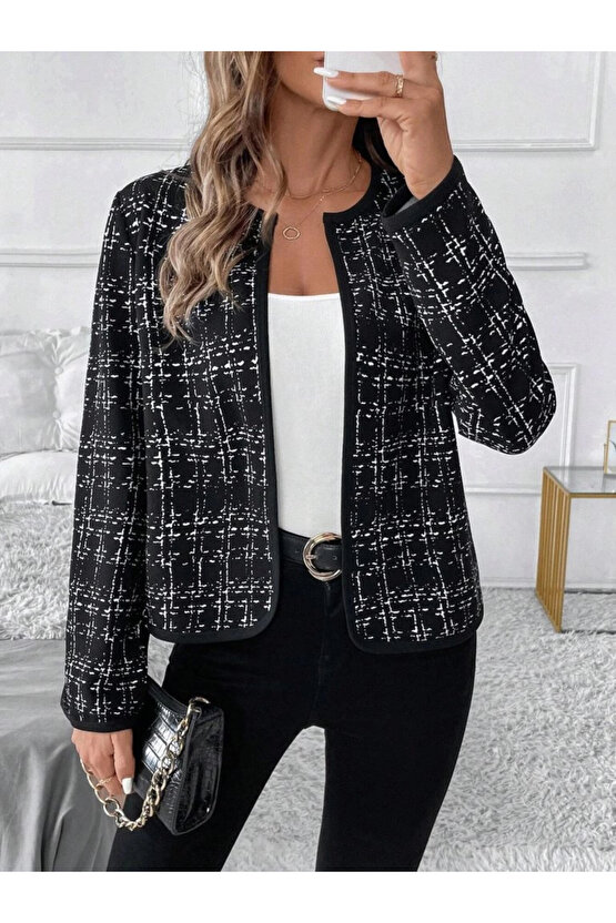 Kadın Uzun Kollu önü Açık şanel Kısa Hırka