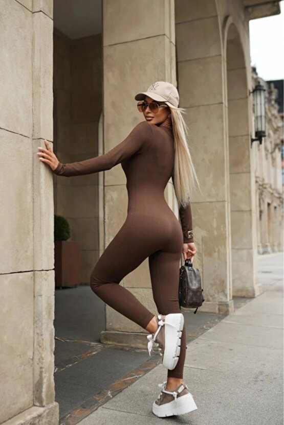 Kadın Uzun Kollu Fermuarlı Kaşkorse Tulum