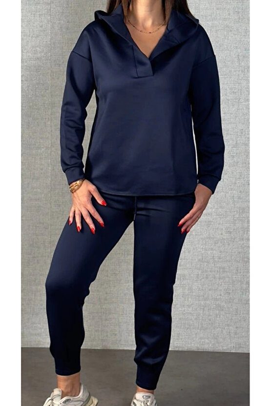 Kadın Uzun Kollu Kapüşonlu Ikili Takım