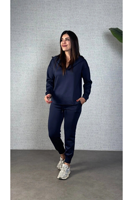 Kadın Uzun Kollu Kapüşonlu Ikili Takım