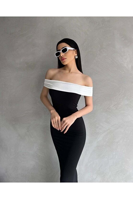 Kadın Madonna Yaka Maxı Boy Elbıse