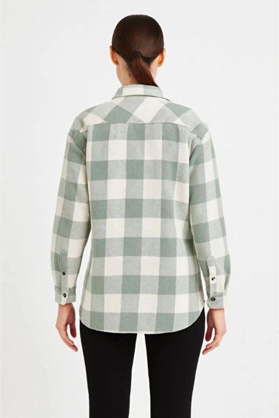 Uzun Kollu Oduncu Gömlek - Su Yeşili