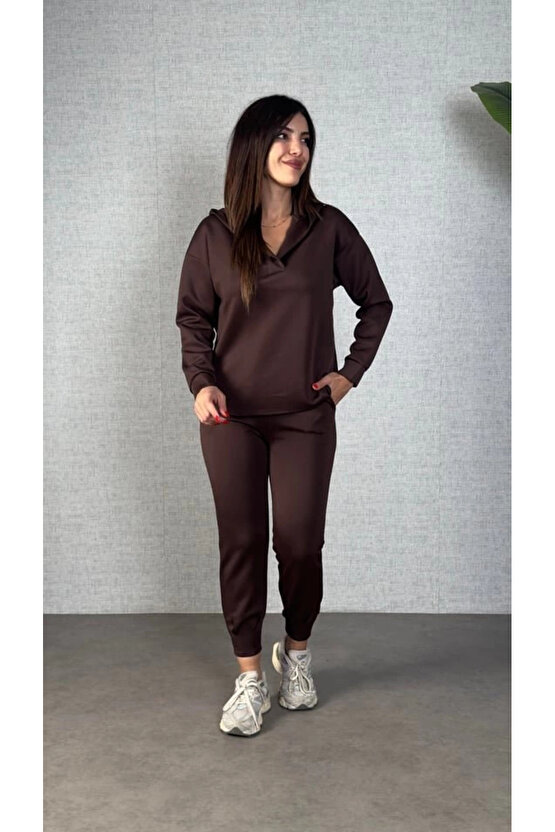 Kadın Uzun Kollu Kapüşonlu Ikili Takım