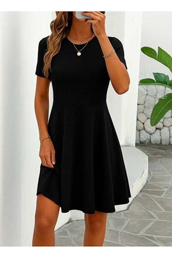 Kadın Kısa Kollu Kiloş Ithal Krep Elbise