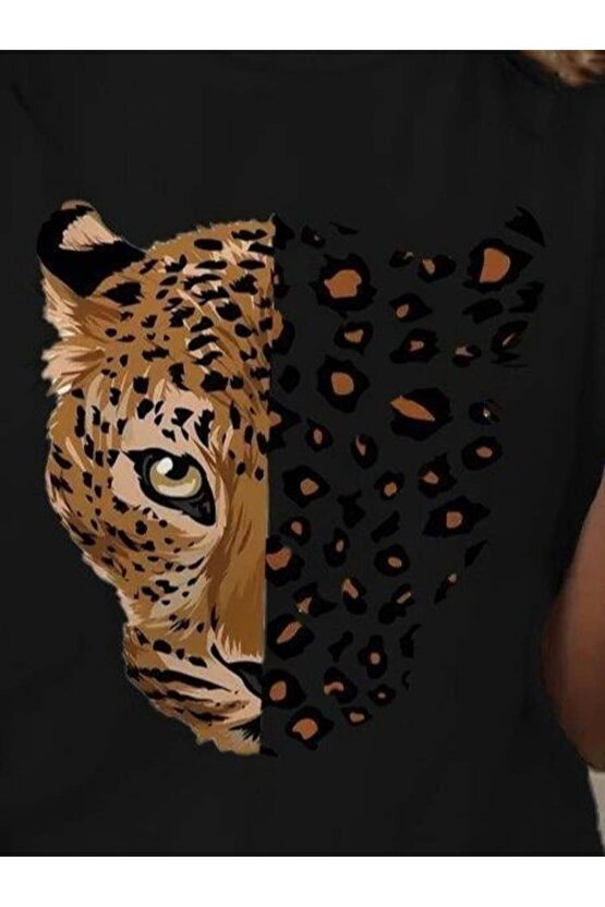 Kadın Kısa Kollu Bisiklet Yaka Desenli Viskon Bluz