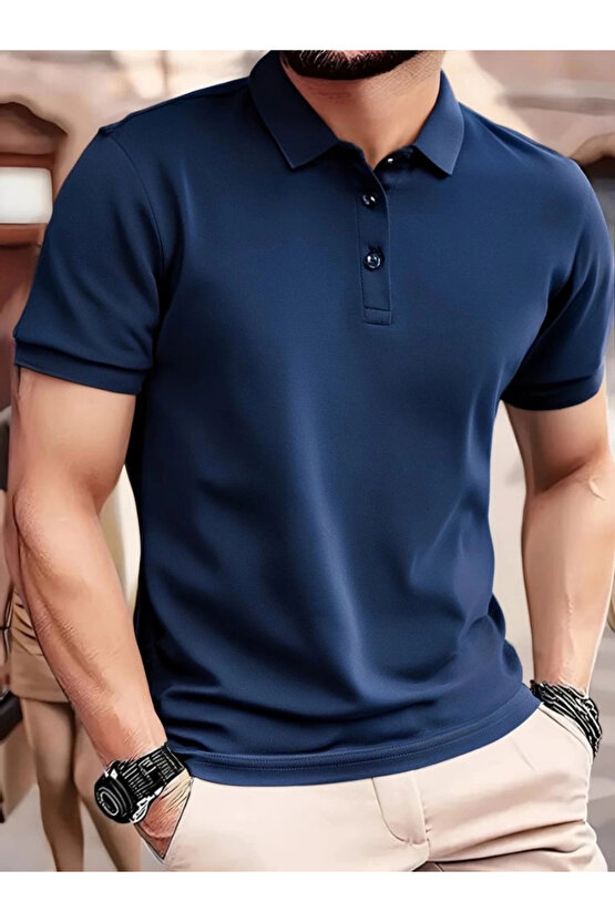 Erkek Kısa Kollu Yakalı Viskon Iki Iplik Erkek Tişört