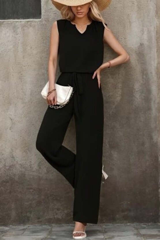 V Yaka Aerobin Bluz Ve Kuşaklı Pantolon İkili Takım