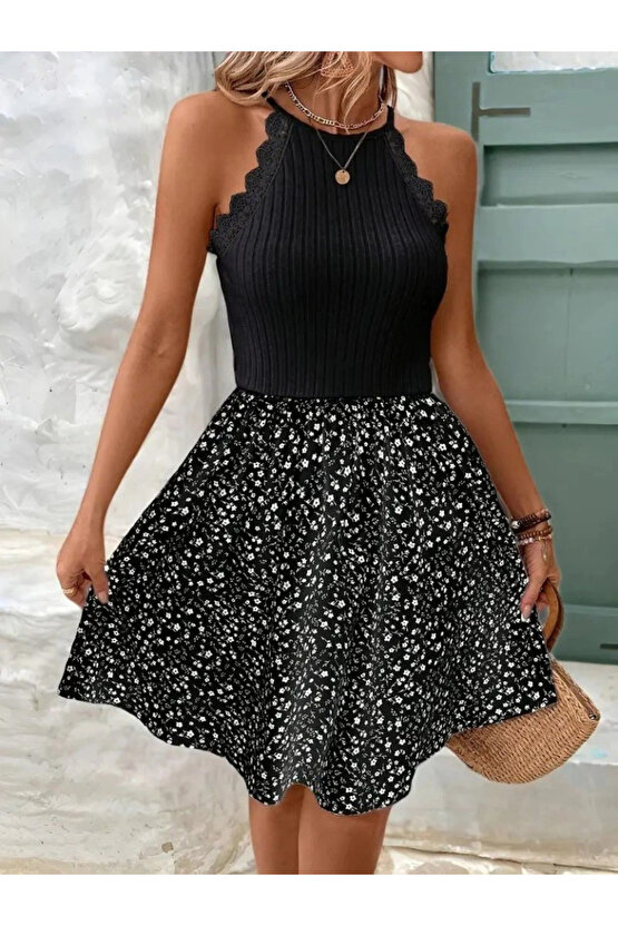 Kadın Omuzlardan Açık Reglan Kol Detaylı üst Fırfırlı Kaşkorse Alt Süprem Elbise