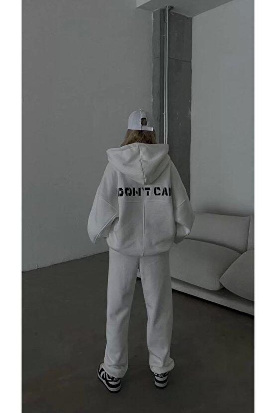 Nakış İşlemeli Üç İplik Sweat Takım- Beyaz