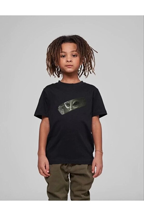 Çocuk Unisex Baskılı T-Shirt - Siyah