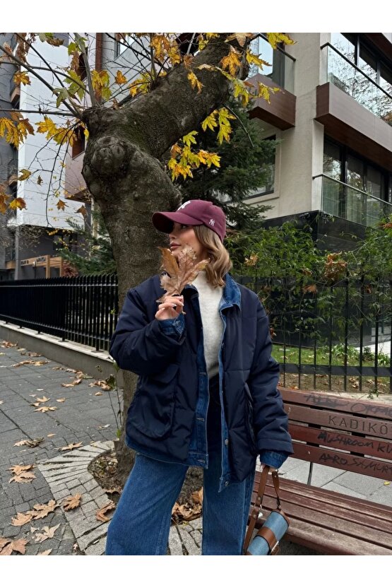 Jeans Detaylı Cıtcıtlı CEKET - Lacivert