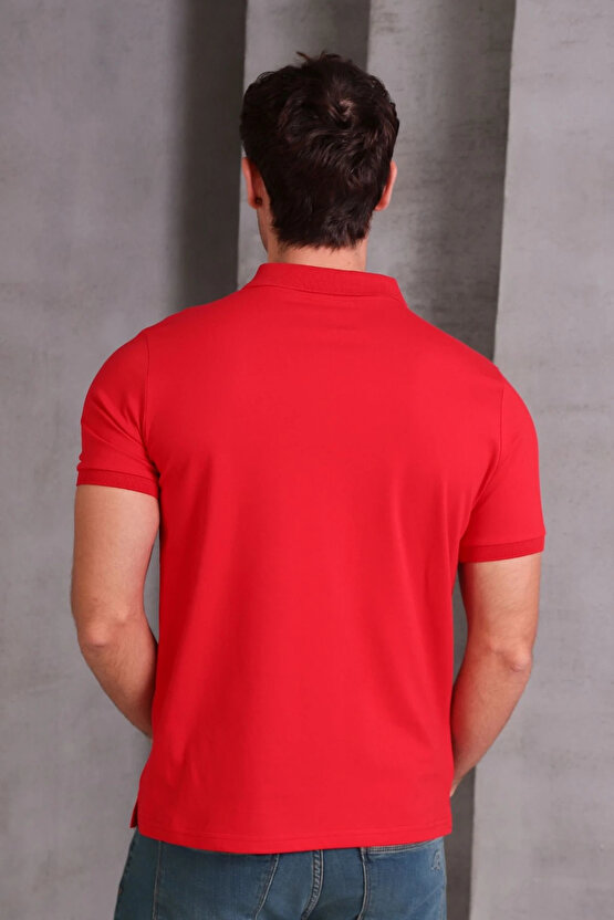 Erkek Slim Fit Pamuklu Yumuşak Doku Nefes Alan Kumaş Yakalı Tişört