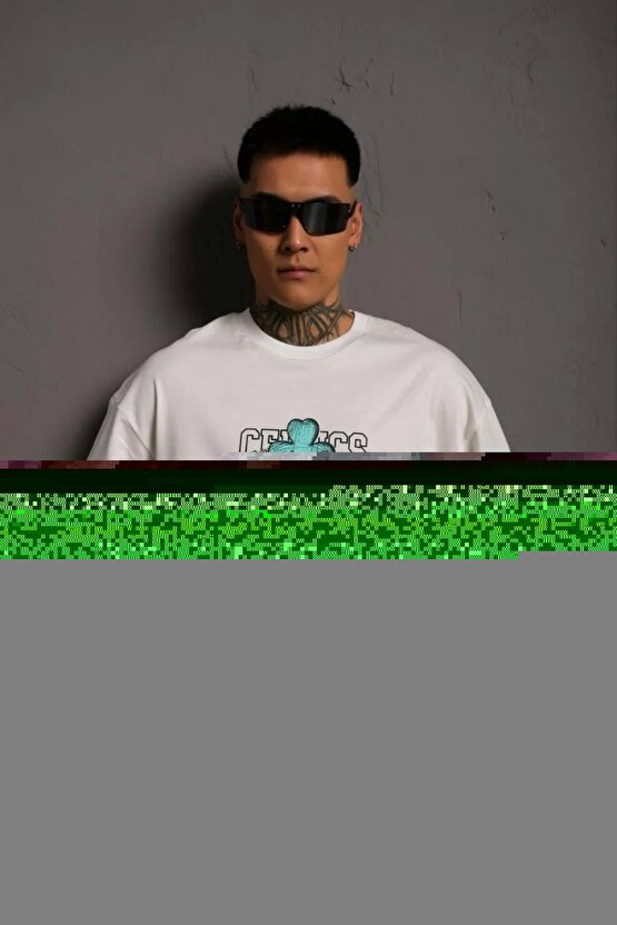 Erkek Sırt Baskılı T-shirt - Beyaz