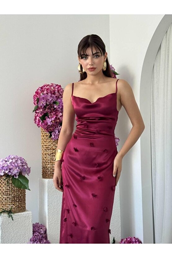 Gökyüzü Moda Dora Çiçek Detaylı Elbise