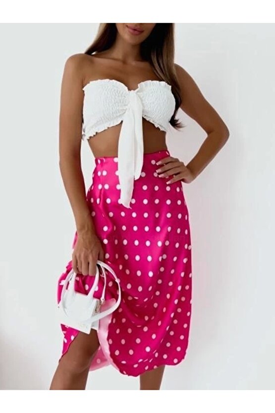 Kadın Mikro Kumaş Dijital Baskılı Midi Boy Etek