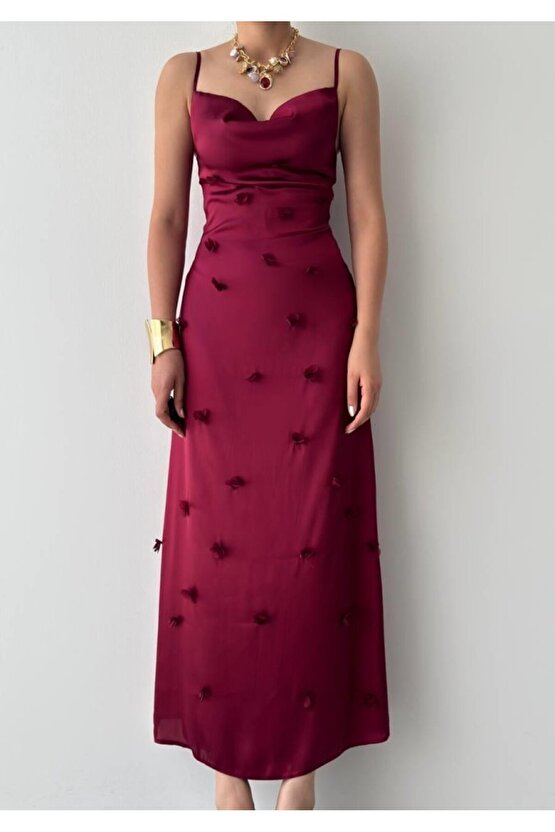 Gökyüzü Moda Dora Çiçek Detaylı Elbise