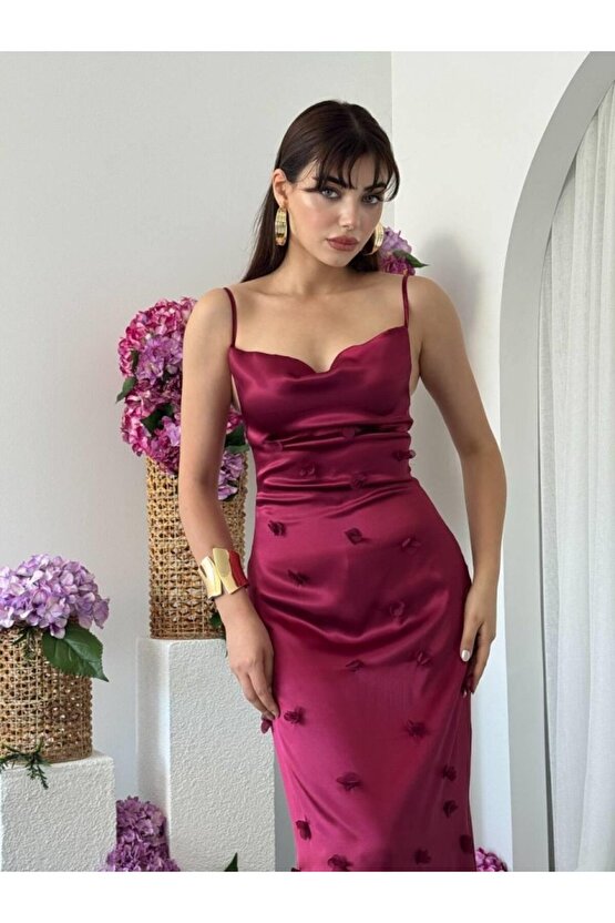 Gökyüzü Moda Dora Çiçek Detaylı Elbise