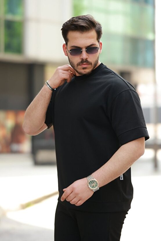 Gökyüzü Moda Erkek Basic Oversize Double Face Kumaş Kısa Kollu Tshirt